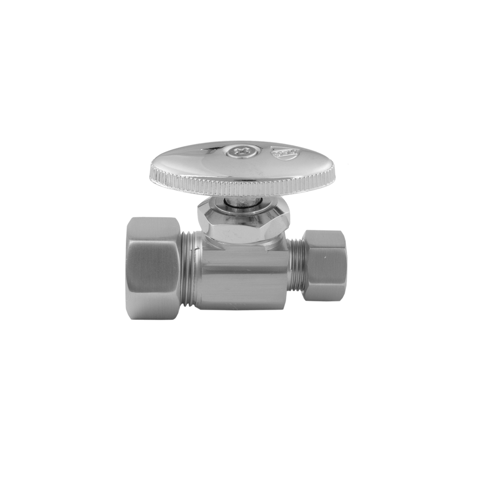 Jaclo Supply Valve With Oval Handle Multi Turn Straight Pattern 5/8" O.D. Compression (Fits 1/2" Copper) X 3/8" O.D.  1643845